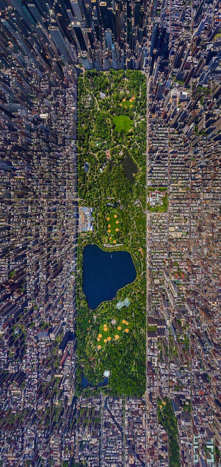 Central Park, New York, vanuit de lucht